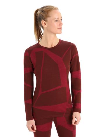 Espresso / Cherry Icebreaker Merino 250 Vertex Long Sleeve Crewe Thermal Top Fractured Landscapes Women's One Piece & Sets | AU 1789KORI